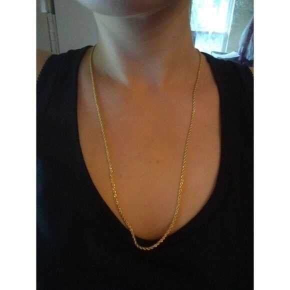 14kt Italy stamped gold Bonded rope necklace unisex men‎ or women 24 inch - Picture 4 of 4